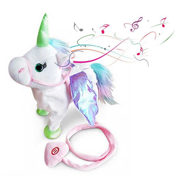 

33cm electric walking unicorn plush toy stuffed animal toy electronic music for children christmas gifts talking doll