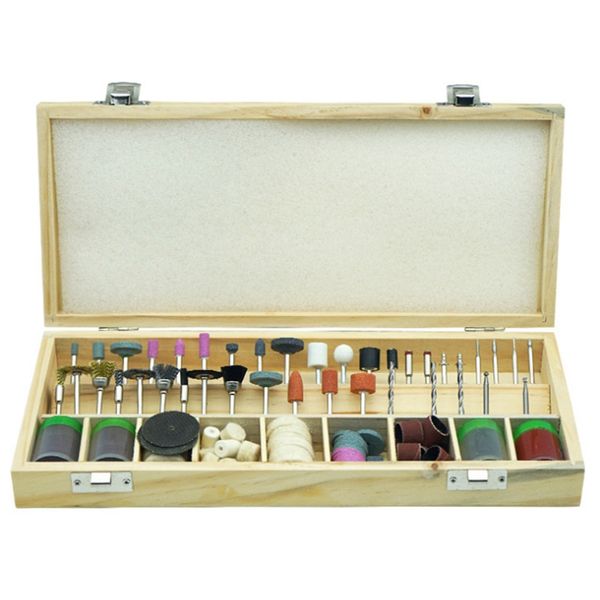 

promotion--200pcs/set abrasive tool mini wooden box rotary tool accessory bit set for dremel grinding accessories kit