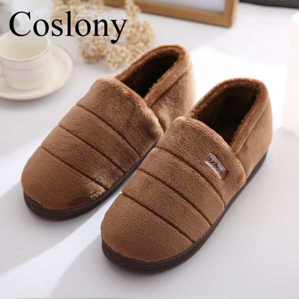 

coslony 2019 new arrival winter shoes men home slippers comfortable indoor shoes warm contton slipper plush soft plus size, Black
