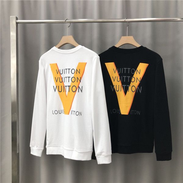 

19aw luxurious paris brand design  hoodie long sleeve crewneck sweater sweatshirt fashion behind big v pullover hoodie outdoor v sweatshirt, Gray;blue