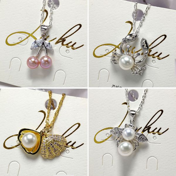 

DIY Gift Pearl Necklace Settings Sliver Pendant for Women Handmand 20 Styles DIY Pearl Necklace Jewelry Settings With Chain