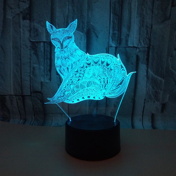 

christmas 3d transparent acrylic fox lights colorful remote touch lamps control led small night light home atmosphere decorative lamp