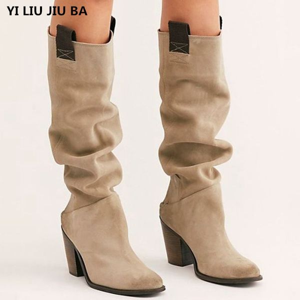 

lady party design high heels boots shoes plus size 35-43 women shoes winter autumn long pu leather motorcycle boot v025, Black