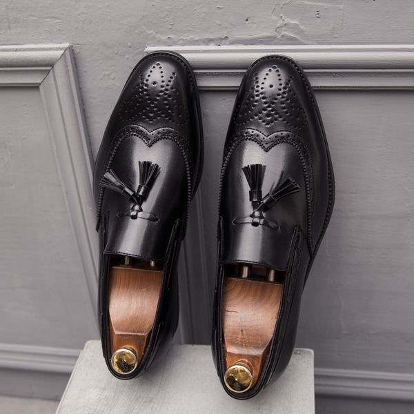 

men dress shoes man bullock business shoes big size casual leather lace-up male increased formal dress 2019 new, Black