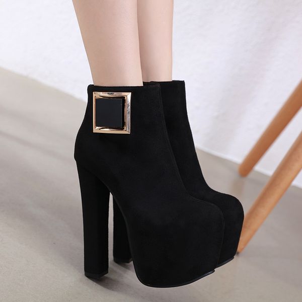 

autumn boots winter shoes women lace up round toe luxury designer booties ladies bootee woman 2019 clogs platform rubber, Black