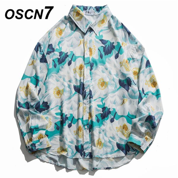 

oscn7 casual printed long sleeve shirt men high streetwear 2019 fall fashion long sleeve shirts harujuku mens shirt 40224, White;black