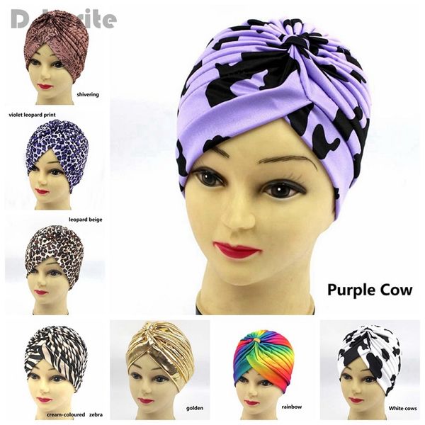 

chemo turban cap fashion head wrap polyester print elastic retro beanie hat scarf summer women bonnet cancer qdd9122, Blue;gray