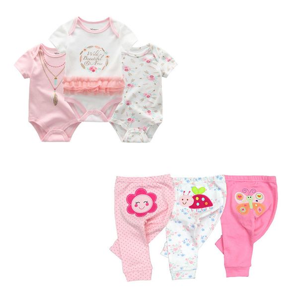 

cute bodysuits+pants clothing sets 0-12m boy girl clothes newborn baby cotton roupa de bebe y200807, White