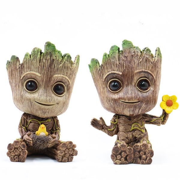 

guardians of the galaxy tree man baby pen pot flowerpot marvel action groot figures pvc decoration home collection model toys