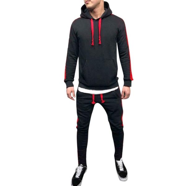 

длинные рукава толстовки streetwear mens осень зима лоскутная толстовка толстовка топ брюки комплекты костюм tracksuit перевозка груза паден, Gray