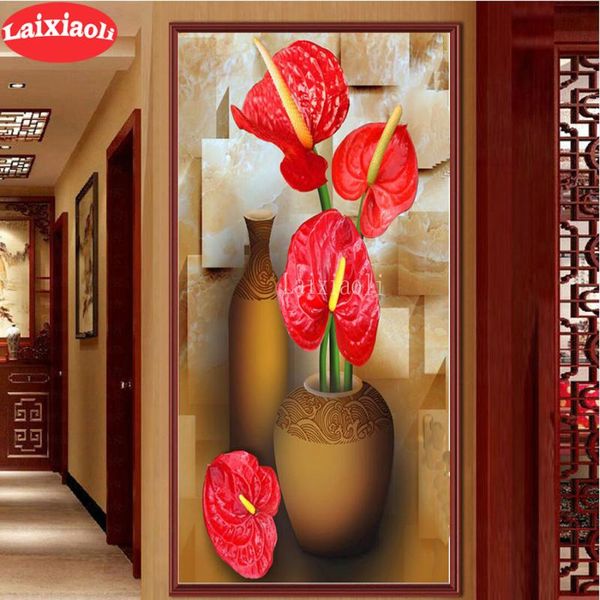 

5d full square diamond painting calla lily bottle diamond mosaic picture of rhinestone round embroidery flower