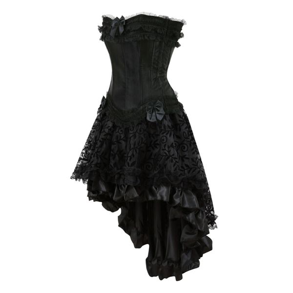 

corsets and bustiers burlesque corset and skirt set lace lingerie corset dress gothic gowns party plus size fashion black, Black;white