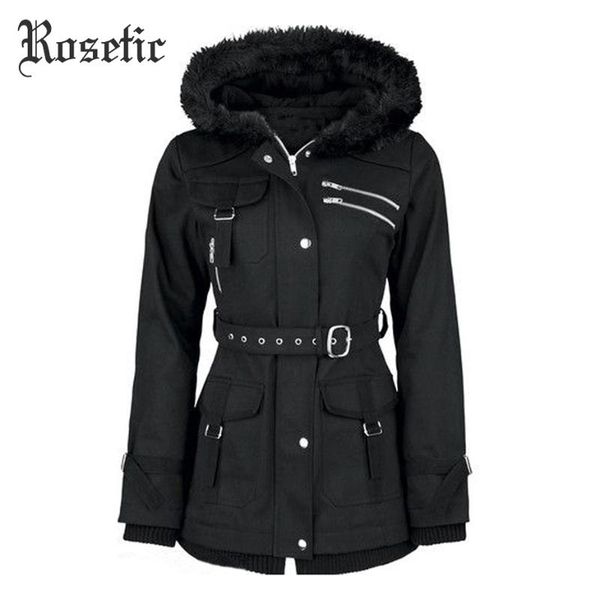 

rosetic gothic coat vintage women black casual autumn zippers belt hooded trench slim outerwear punk streetwear retro goth coats, Tan;black