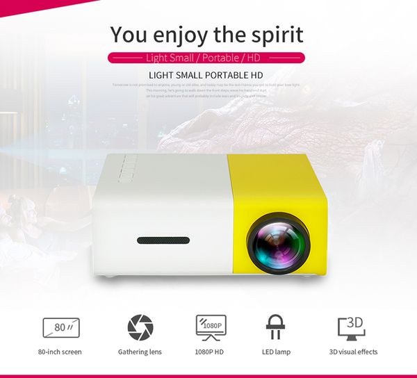 

yg300 led portable projector 400-600lm 3.5mm audio 320x240 pixels yg-300 hdmi usb mini projector home media player