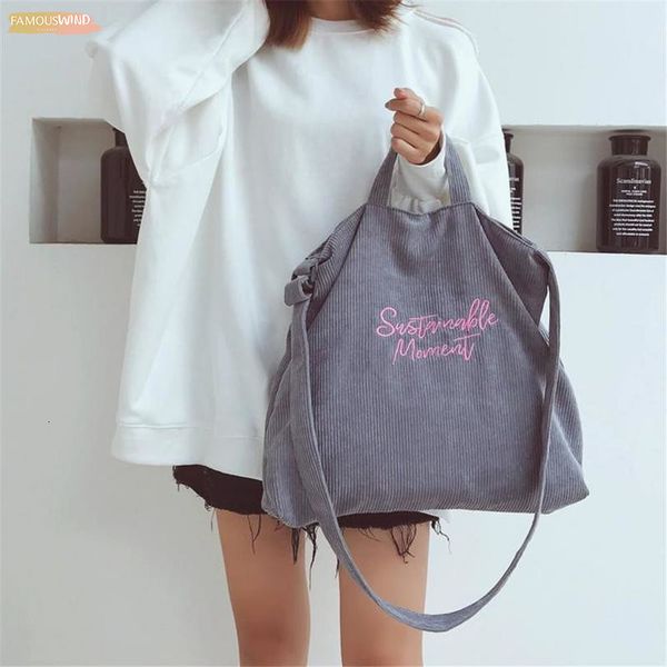

women corduroy canvas tote ladies casual shoulder bag shopping shopper hand bags for female messenger korean fashion handbag bag