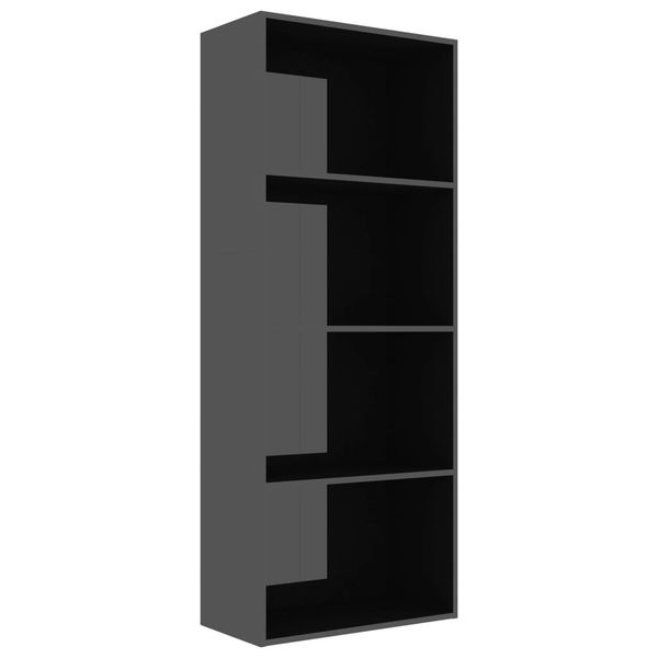 

bookcase 4 compartments high-gloss black 60x30x151.5cm chipboard living room furniture