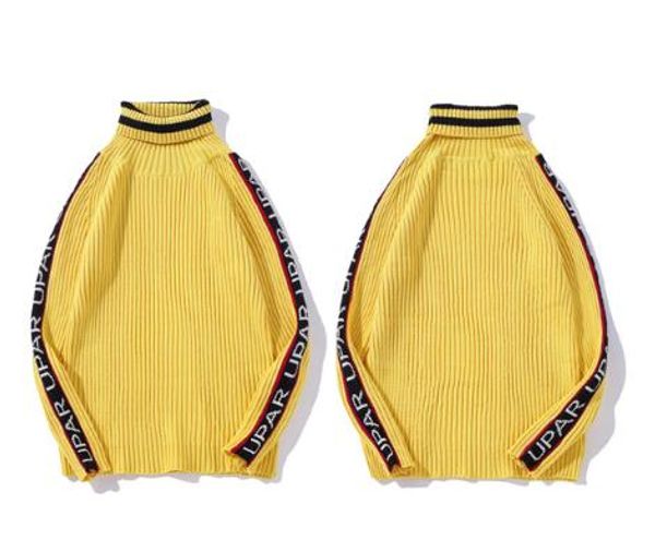 

2019 трикотаж свитера водолазка пуловер уличная зима письмо лоскутная повседневная свитер компьютерные вязаные топы, White;black