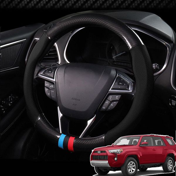 

for toyota 4runner steering wheel cover anti-slip carbon fiber pvc leather
