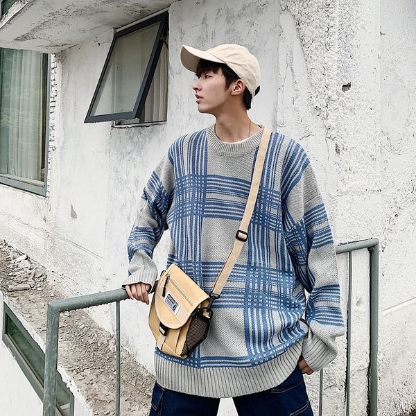 

2019 осень и зима колледж ветер корейской версии пара мода тенденция граффити мужская повседневная шею свитер, White;black