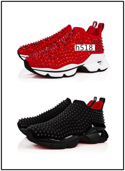 

with box red bottom spike sock sneaker men women low casual shoes black spike sock shoes 4