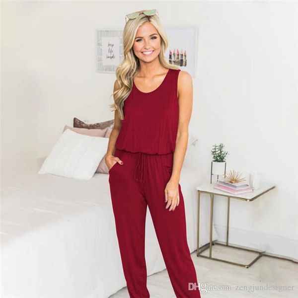 

womens summer solid color 2pcs pants sleeveless crew neck long clothing fashion casual sport style female apparel, White