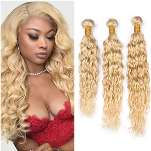 2019 613 Blonde Wet And Wavy Virgin Brazilian Human Hair Bundles
