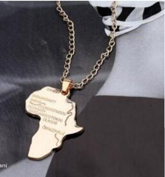 

u7 africa map pendant necklace platinum/18k real/rose gold/black gun plated fashion african style pendant hiphop jewel l468, Golden;silver