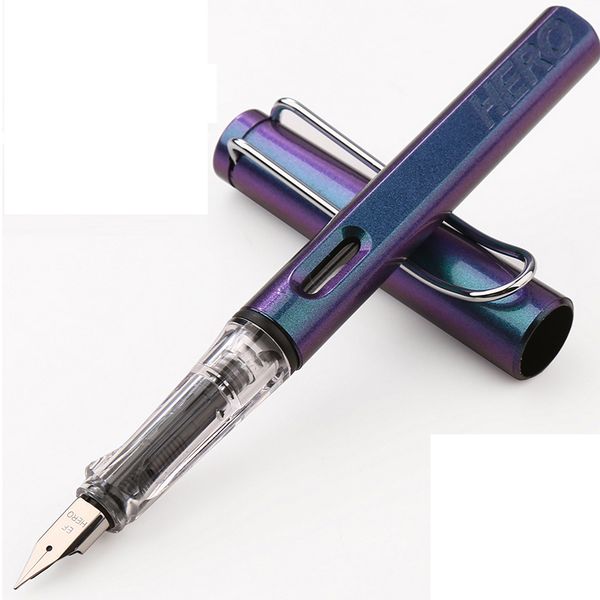 

luxury silver stainless steel fountain pen medium nib school office name ink pens gift stationery