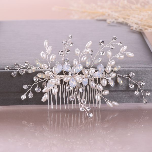2019 Silver Hair Combs Pearl Rhinestone Women Hair Jewelry