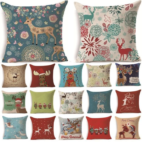 

1pcs 43 * 43см рождество deer подарки pattern хлопок белье подушка подушка штурман диван декоративные наволочки, 40483
