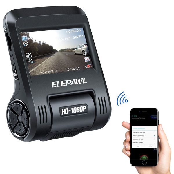 

elepawl hd 1080p car camera driving video recorder dash cam dashboard camera built-in wifi 200mp 2.4" lcd 170 degree view lens