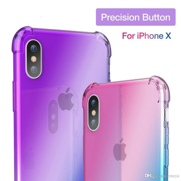 

1pcs gradient color soft silicon for iphone 11 pro x xs max xr 6 6s plus airbag anti-knock phone case for iphone 7 8 plus x 6 6s capinha