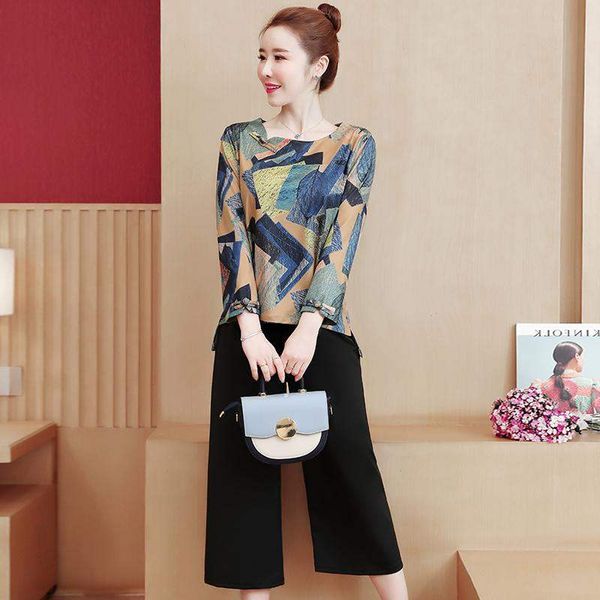 

2020 fashion suit female spring summer new large size thin section long sleeve suit + high waist wide leg pants two sets, White