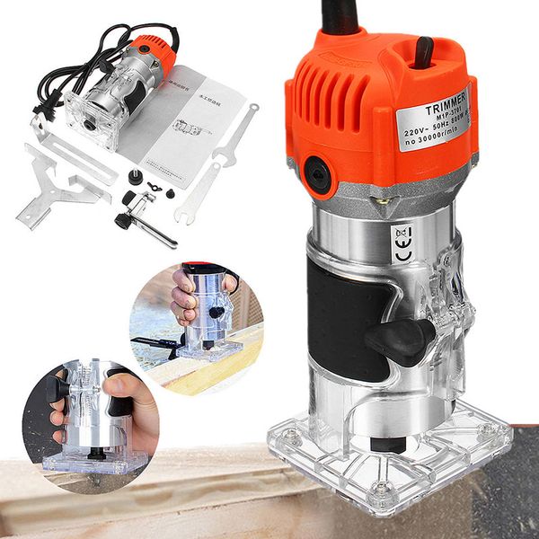 

800w 30000rpm woodworking electric trimmer wood milling engraving slotting trimming machine hand carving machine wood router