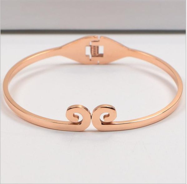 

titanium steel bracelet ring rose gold popular retro bracelet, Golden;silver