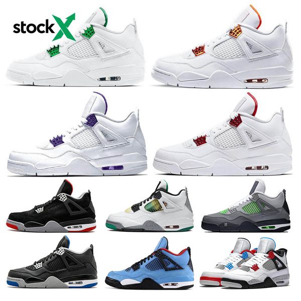 

stock x 4 4s men basketball shoes bred wmns rasta red green orange metallic court purple cool grey encore mens sports sneakers