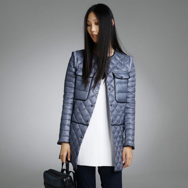 

camperas 2019 spring winter coat women duck down thin warm pu patchwork detachable sleeve paragraph single breasted parka a0233, Black