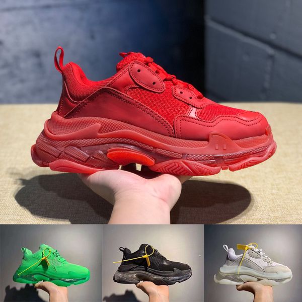 

new color paris 17fw dark green triple-s shoes luxury chaussures femme triple s sneakers for men women vintage 3 tess trainer with box