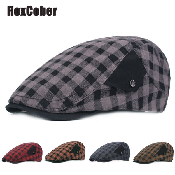 

roxcober grid berets caps outdoor flat cap gatsby caps boina masculina peaky blinder beret homme for men women newsboy cap, Blue;gray