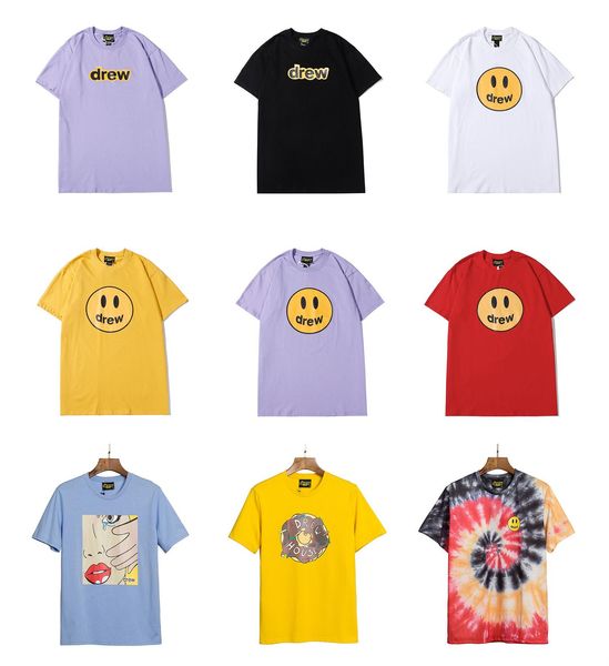 

джастин бибер drew house футболка с коротким рукавом o-образным вырезом хлопок hip hop tee мужчины женщины улыбайтесь drew тройники streetwe, White;black