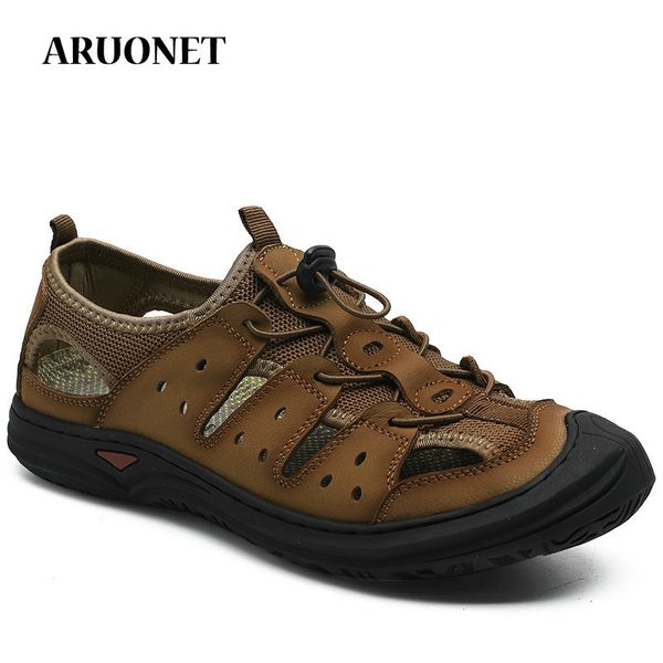 

лучшее качество британский стиль износостойкое aruonet сандалии comfort мужские сандалии summer популярные сандал мужская обувь zapato hombr, Black