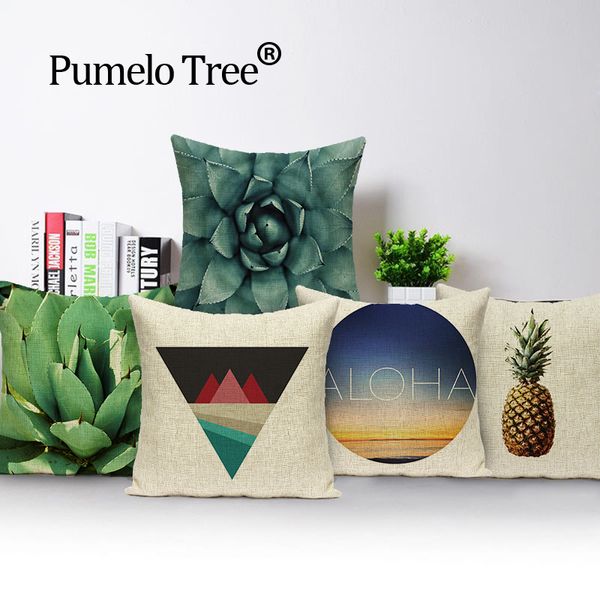 

plant cushion green linen decorative pillows dropshipping cushion cover pineapple aloe cushions home decor pillow cover