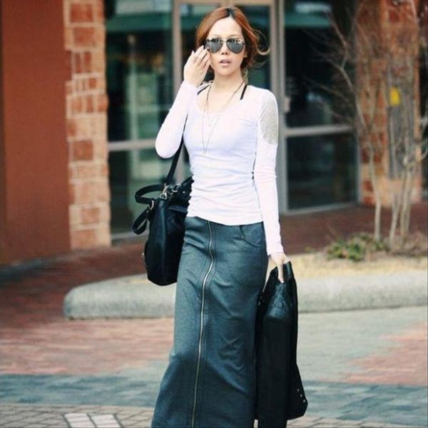 

t- women's long sleeve 2020 slim fashion cotton base round neck suit season t-shirt shirt slim stitching, White