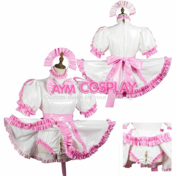 

jojo's bizarre adventure dio brando blue custom made cosplay costume dressserlockable sissy heavy pvc mini dress /romper cd/tv tailor-m, Black;red