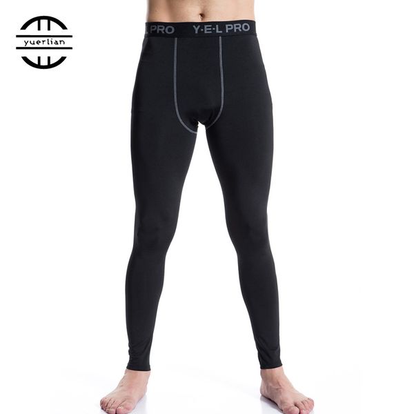 

yuerlian elastic quick dry trousers men compression tights pantalones athletic train leggings fitness gym sports running pants, Black;blue