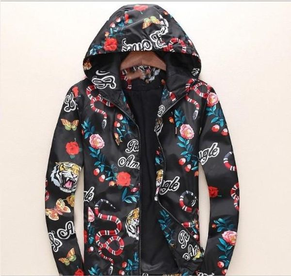 

mens coat long sleeved jacket men fashion tiger snake digital print jacket coat asian m-3xl, Black;brown