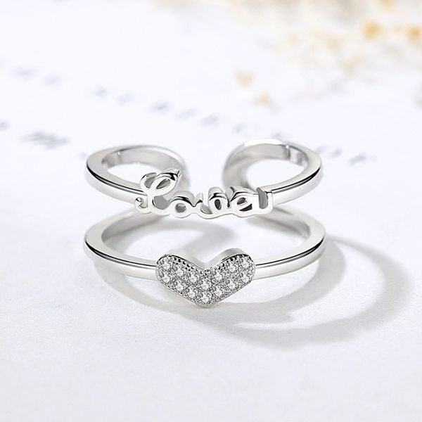 

Fashion letter ring lovea love rose ring with zircon heartshaped doublelayer opening female accessories