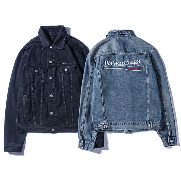

designer men brand jackets fashion letter denim jacket men and women vintage style selvedge jean coats brand clothing denim jacket, Black;brown