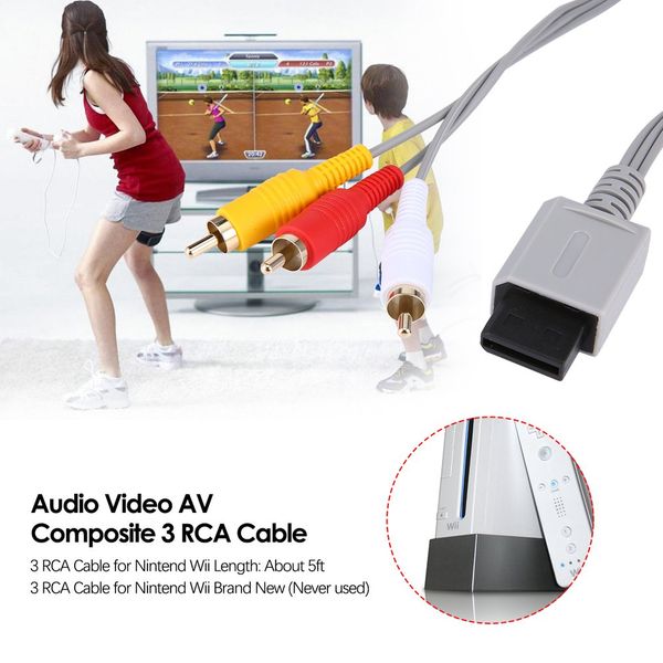 

1.8 meters gold plated audio video av composite 3 rca cable for nintendo for wii