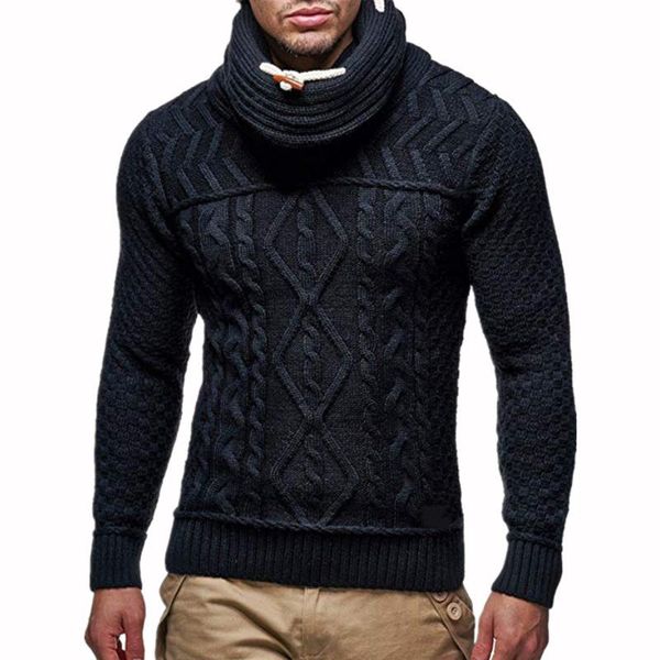 

men's casual autumn winter warm slim turtleneck sweater long sleeve knitwear plus size, White;black